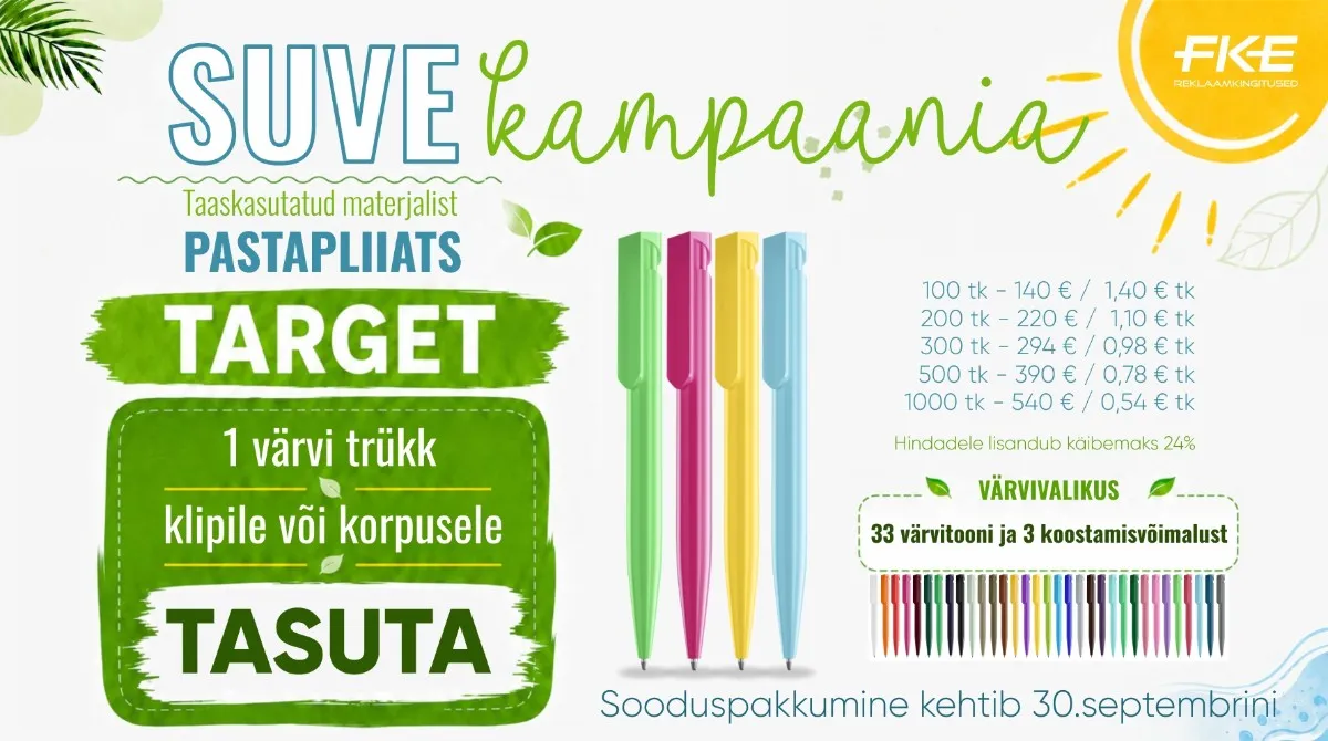 Suure värvivalikuga pastapliiats TARGET
