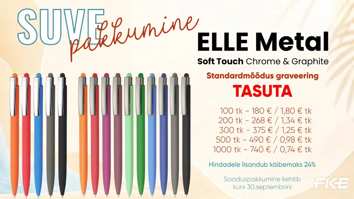 Pehme pinna ja puutetundliku otsaga pastapliiats ELLE