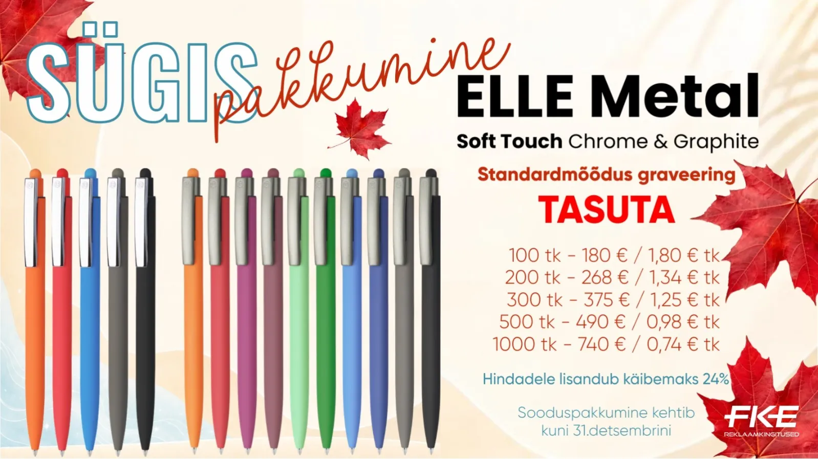 Pehme pinna ja puutetundliku otsaga pastapliiats ELLE